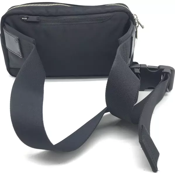 Black Waist Pouch With Zippered Compartments