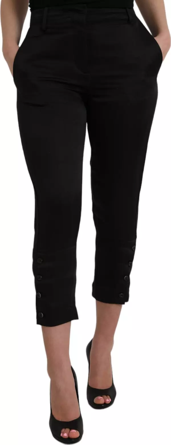 Black High Waist Capri Cropped Pants