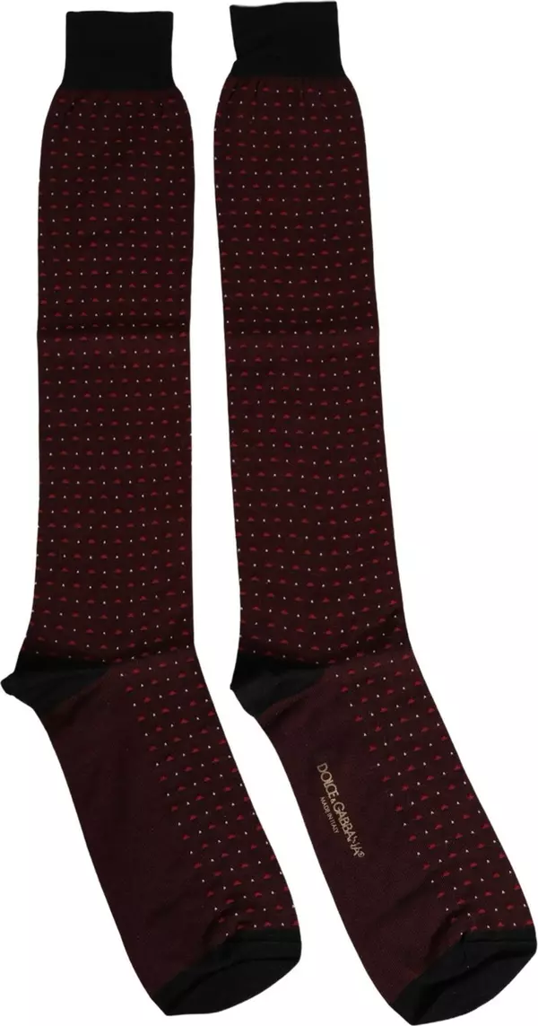 Burgundy Polka Dot Over The Calf Accessory Socks