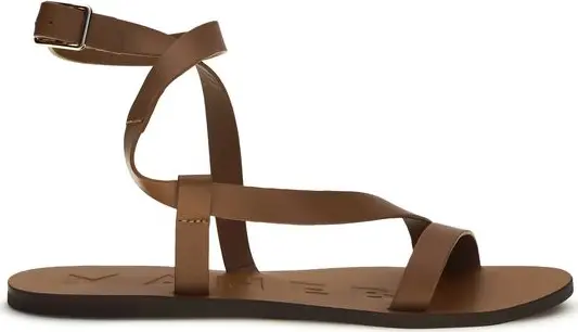 Brown Calf Leather Bos Taurus Flat Sandals