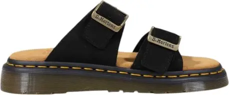Black Leather Flat Sandals