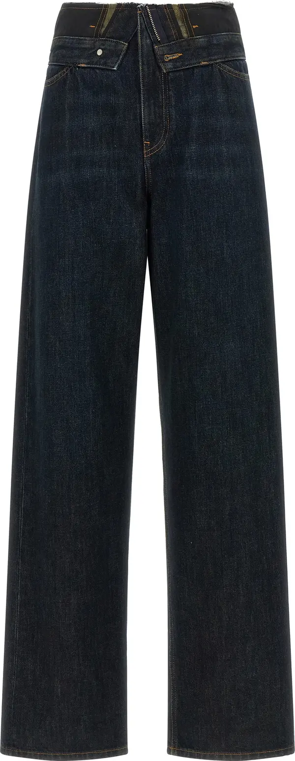 Blue Cotton High-Waisted Jean