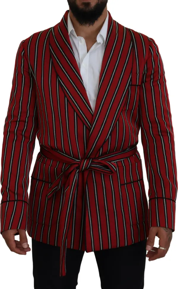 Red Striped Martini Printed Lining Robe