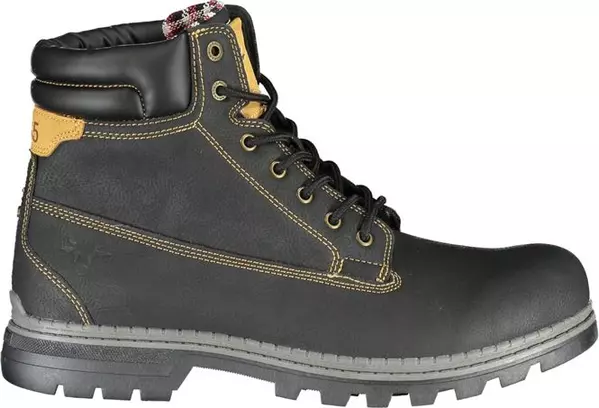 Black Polyurethane Men Ankle Boot