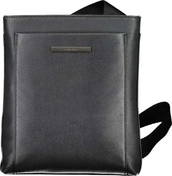 Eco-Conscious Black Shoulder Bag with Logo