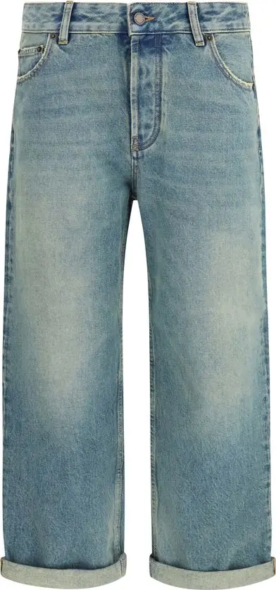 Blue Cotton Boyfriend Jeans