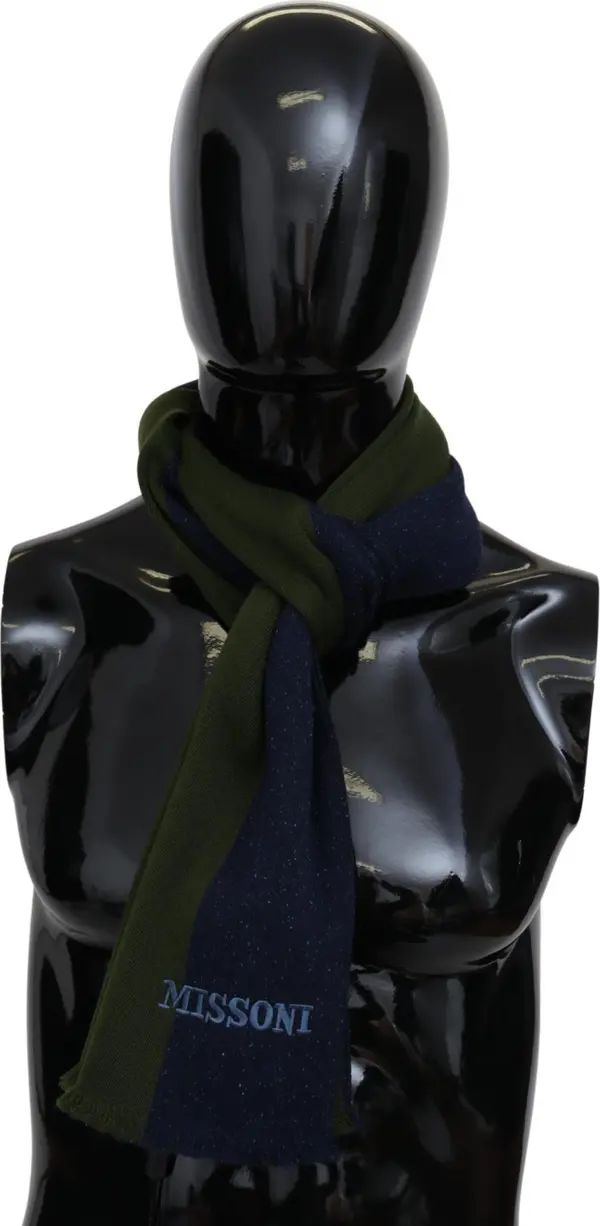 Blue Green Wool Unisex Neck Wrap Shawl Blue