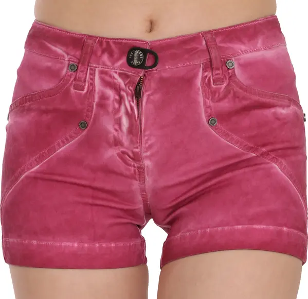 Pink Mid Waist Cotton Mini Denim Shorts