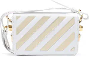 White/Gold  Metallic Stripe Mini Crossbody Bag