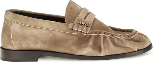 Beige Calf Leather Bos Taurus Slip-On Loafers