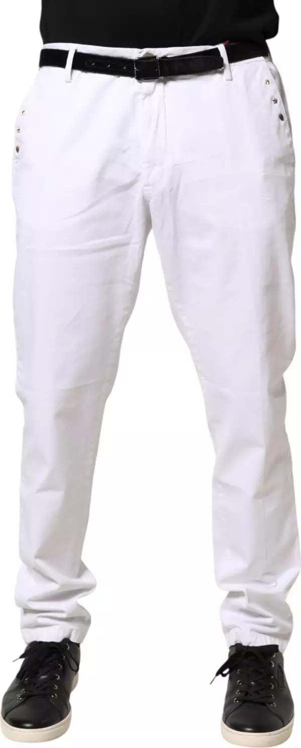 White Skinny Fit Mid Waist Men Denim Trouser Jeans