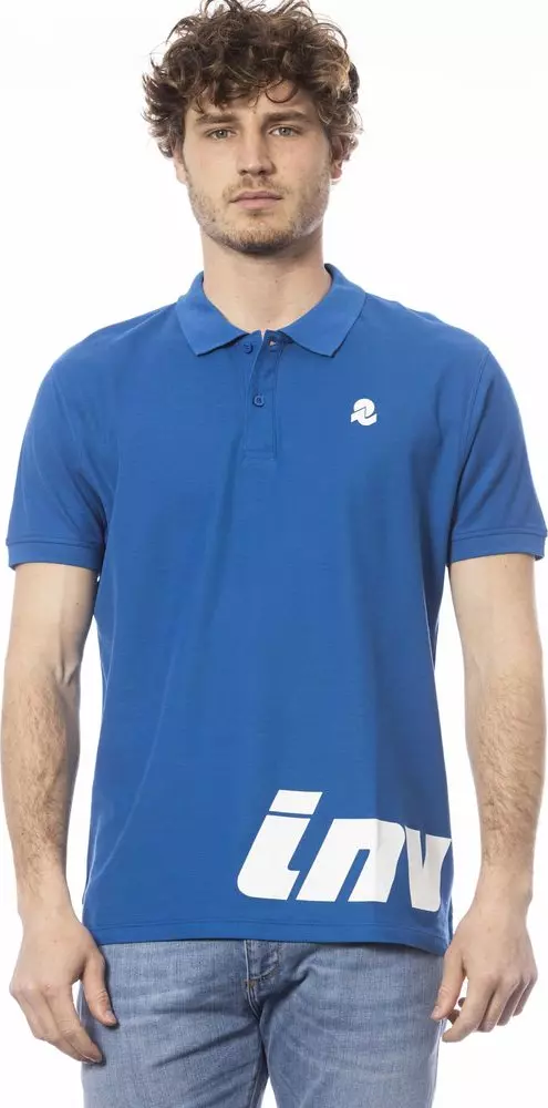 Blue Cotton Men Polo Shirt