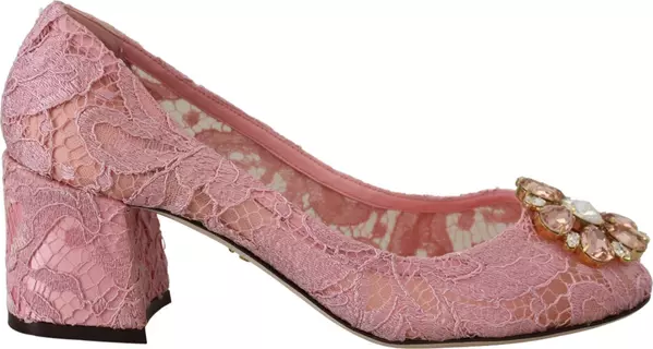 Pink Taormina Lace Crystal Pumps Pastel Shoes