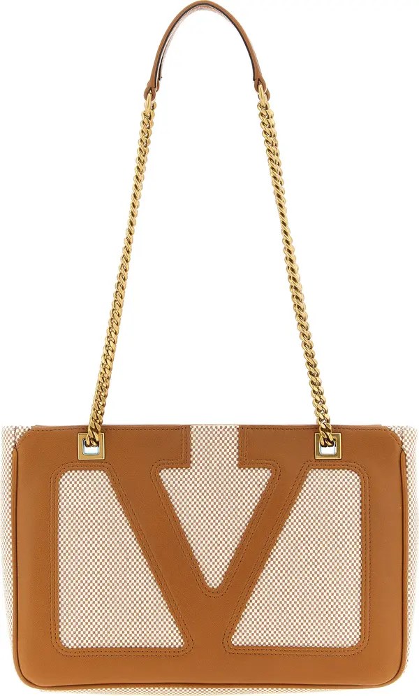 Brown Cotton Shoulder Bag