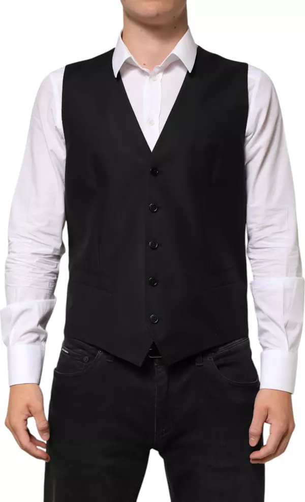 Black Wool Dress Formal Men Waistcoat Vest