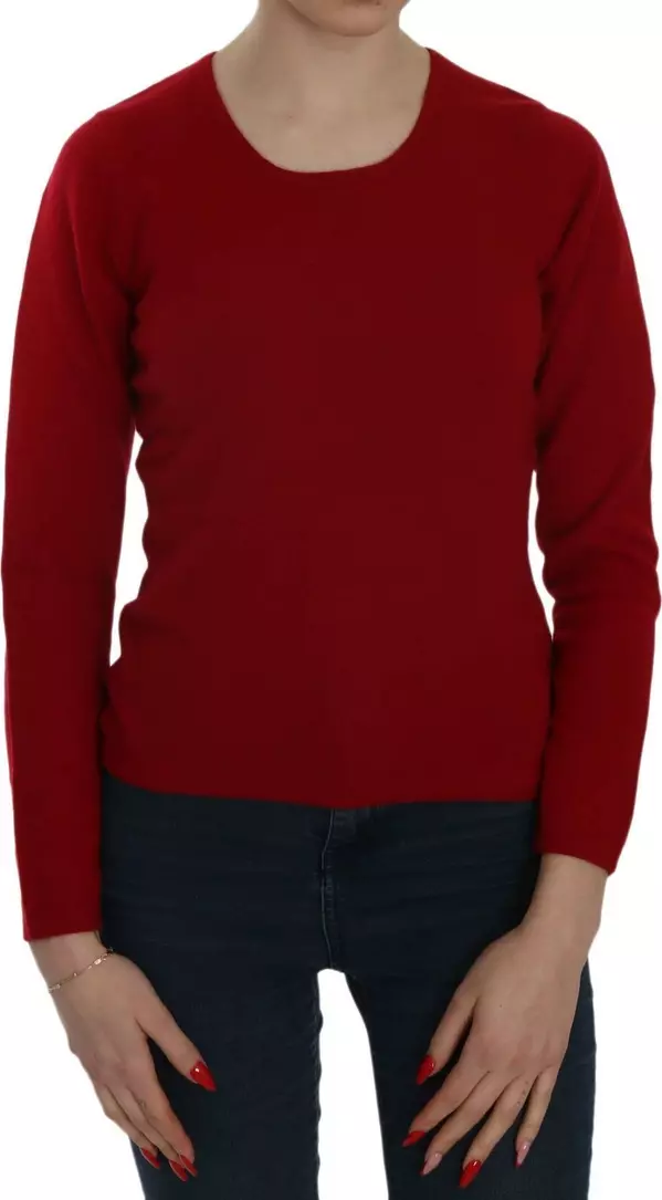 Red Round Neck Pullover Cashmere Sweater