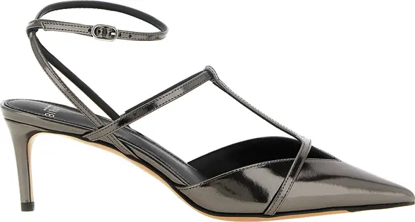 Silver Calfskin Mid Heel Pumps