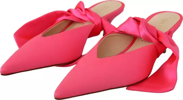 Pink Leather Lace Up Kitten Heels Pumps Shoes