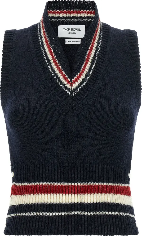 Blue Wool Sleeveless Jacket