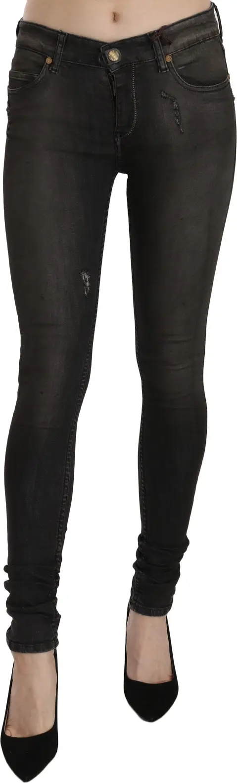 Cotton Black Washed Low Waist Skinny Denim Jeans