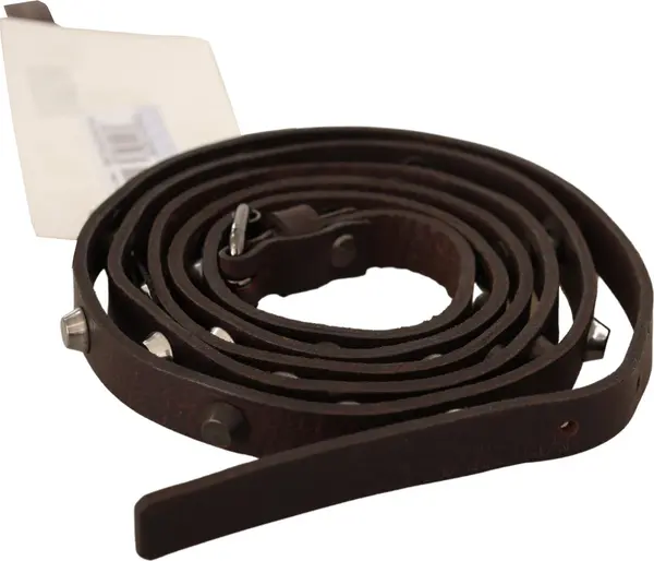 Brown Leather Silver Tone Buckle Belt
