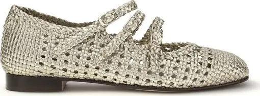 Silver Calf Leather Bos Taurus Ballet Flats