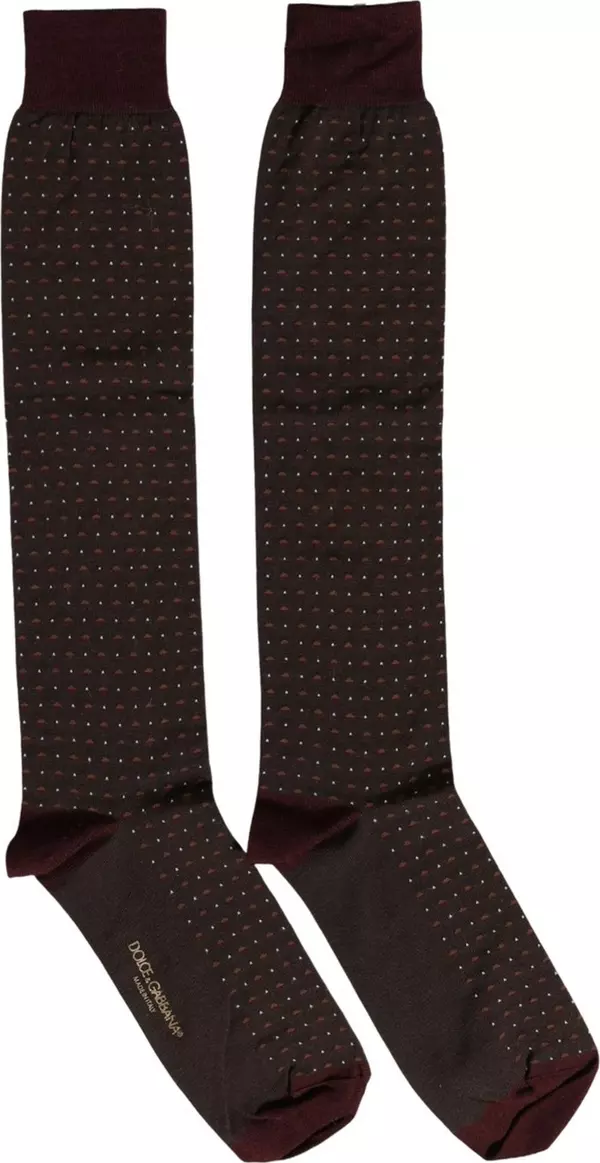Burgundy Polka Dot Over The Calf Accessory Socks