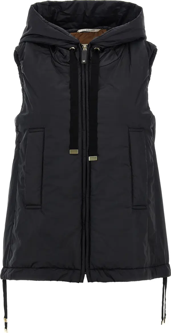 Black Polyester Sleeveless Jacket