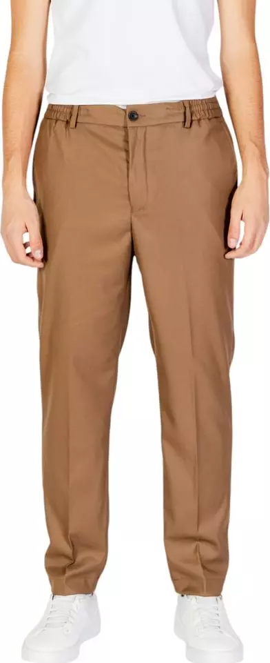 Beige Polyester Casual Pants