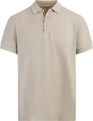 Pale Stone Cotton Collared Polo Shirt