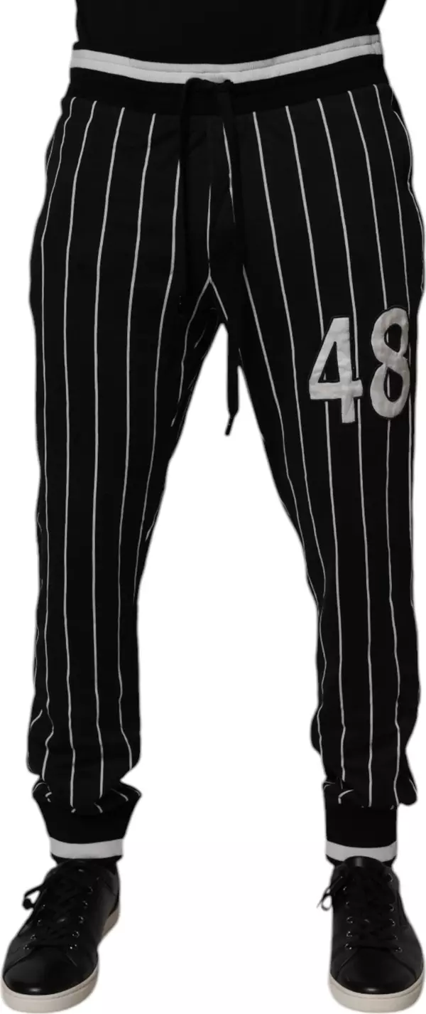 Black White Stripes Jogger Sweatpants Pants