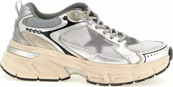 Silver Leather Chunky Sneakers