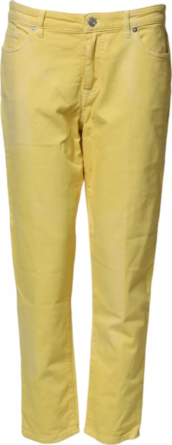 Yellow Tapered Mid Waist Denim Trouser Jeans