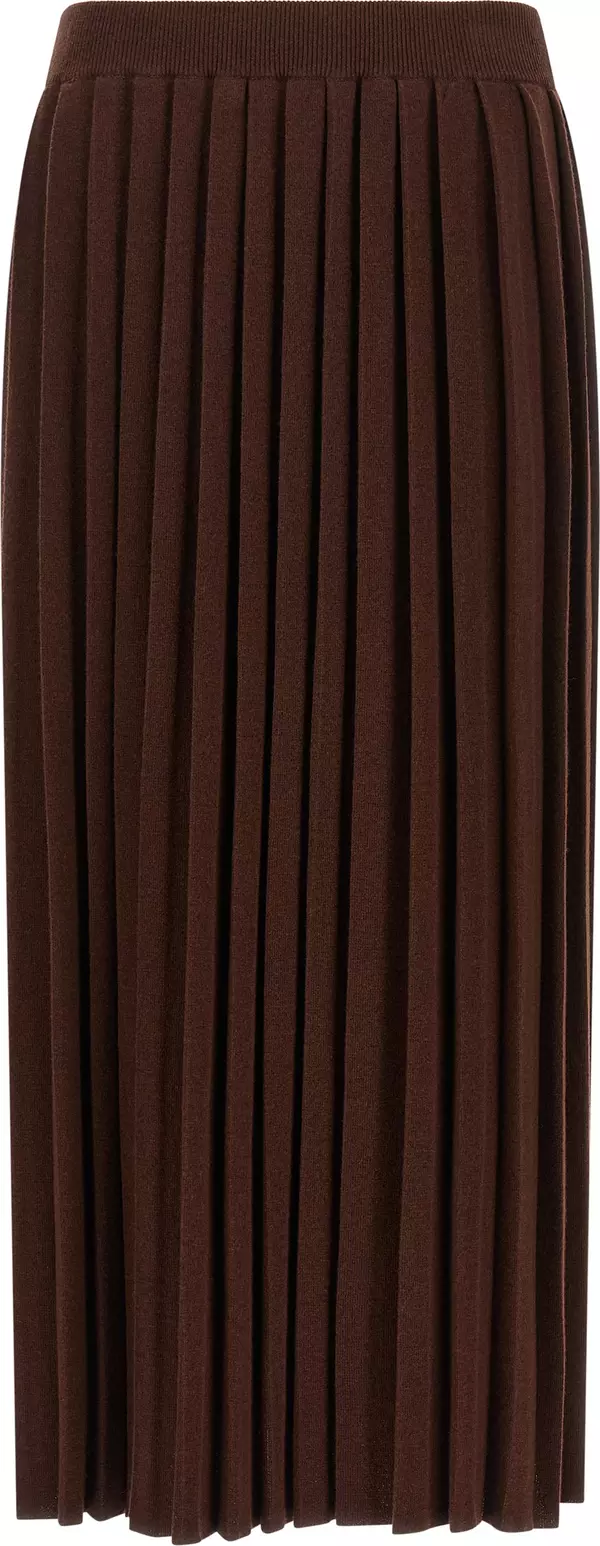Brown Virgin Wool Midi Skirt
