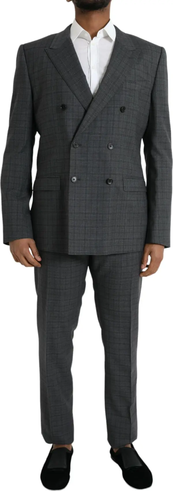 Gray Plaid Wool MARTINI Formal 2 Piece Suit