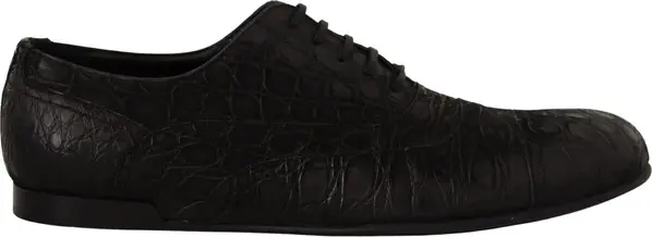 Black Caiman Leather Mens Oxford Shoes
