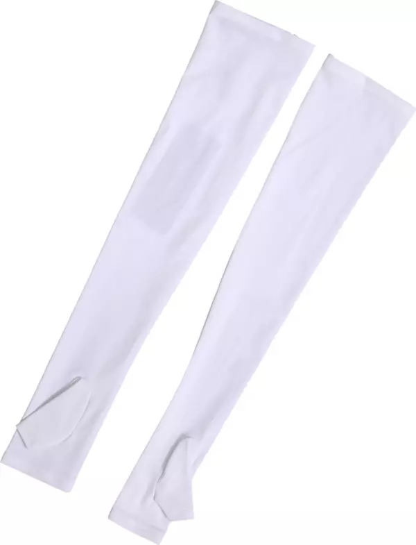 White Nylon Fingerless Elbow Length Mitten Gloves