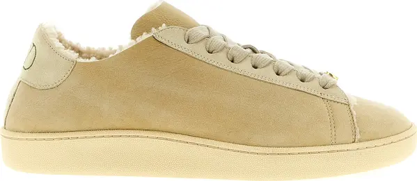 Beige Goatskin Low Top Sneakers