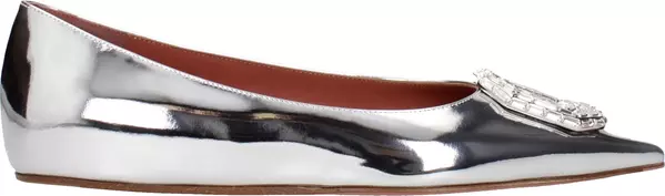 Gray Leather Ballet Flats