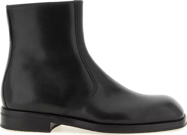 Black Lamb Leather Ankle Boots