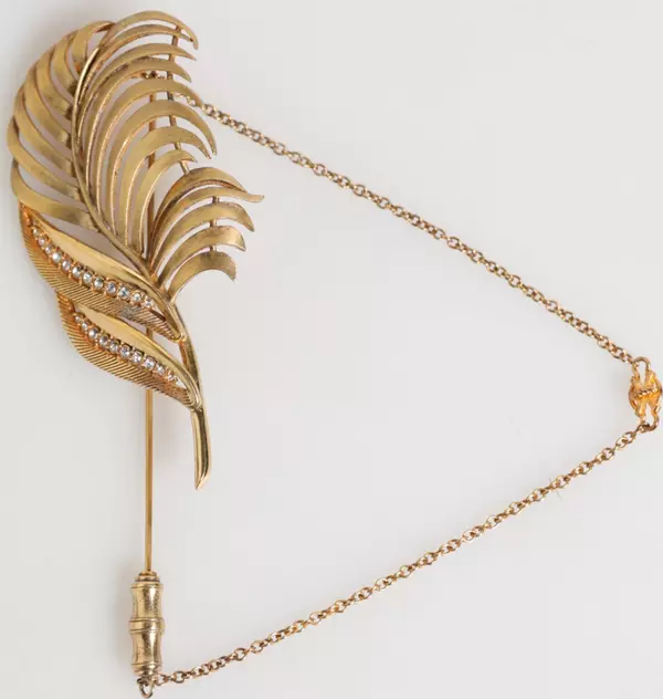 Gold Sterling Silver925 Leaf Embellished Lapel Pin Brooch