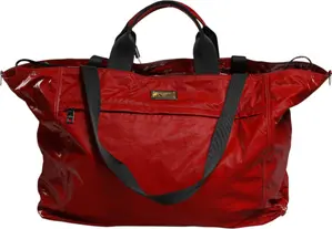 Red Nylon Hand Shoulder Duffel Travel Bag