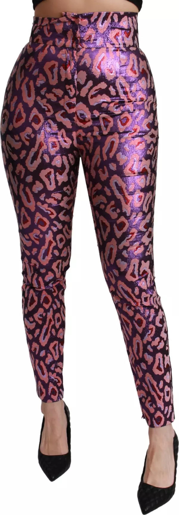 Multicolor Patterned Cropped High Waist Pants