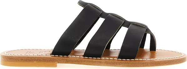 Black Cowhide Slides