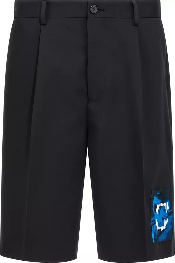 Black Polyester Bermuda Shorts