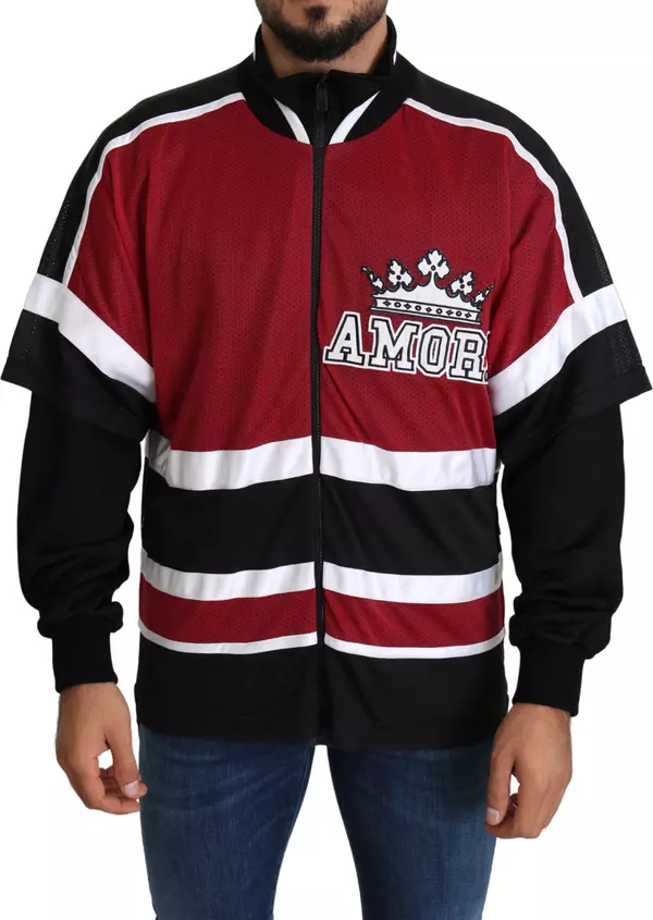 Red Black AMORE Sport Full Zipper Sweater