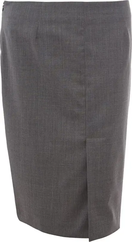 Gray Wool Midi Skirt