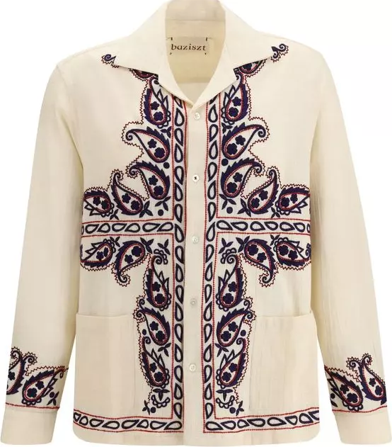 Beige Silk Pattern Shirt