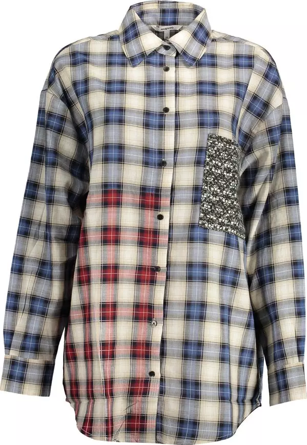 Blue Cotton Women Shirt