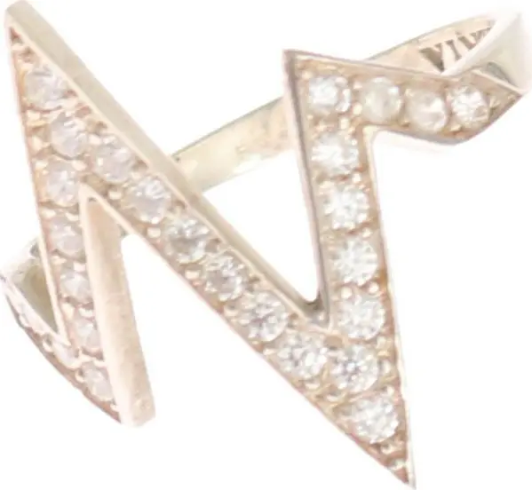 Silver Authentic Womens Clear Ring